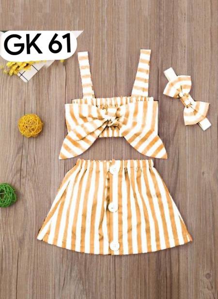Golden Colour GURUKRUPA Girls Fancy Wear Top With Skirt Kids Colllection GK-61